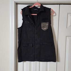 Miss Me Sleeveless Denim Jacket